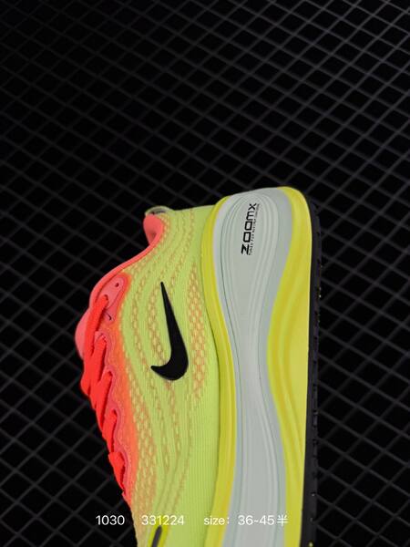 Nike Air Zoom Vomero Plus neon yellow volt with coral orange accents and black swoosh 36-45 5 running lifestyle