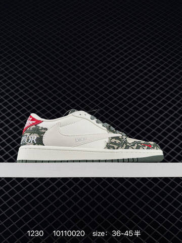 Jordan Air Jordan 1 Low Travis Scott Custom White Grey Black Yellow Red EU 36-45 Sneaker - Unisex (BS-79942)