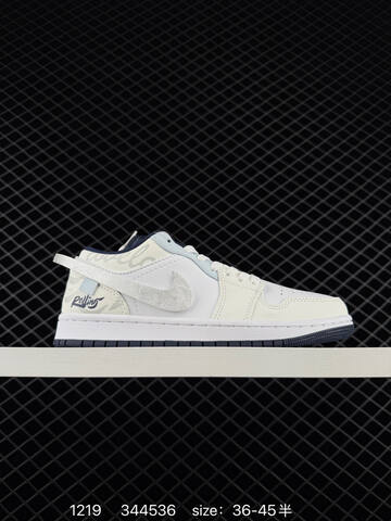 Jordan Air Jordan 1 Low White Light Gray Black Blue EU 36-45 Sneaker - Unisex (BS-80027)