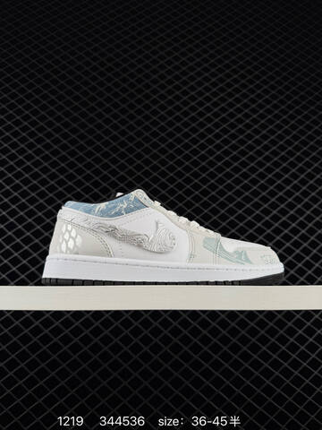 Jordan Air Jordan 1 Low White Light Gray Black Blue EU 36-45 Sneaker - Unisex (BS-80027)