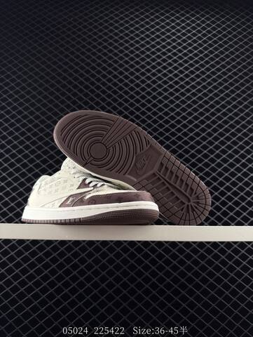 Jordan Travis Scott x Air Jordan 1 Low Louis Vuitton Custom DM7866-003 Sail Brown Olive White EU 36-45 Sneaker - Unisex (BS-81309)