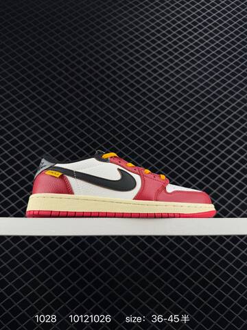 Jordan Air Jordan 1 Low x Travis Scott HV8566 Red White Black Yellow Cream EU 36-45 Sneaker - Unisex (BS-80411)