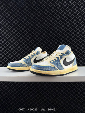 Jordan Air Jordan 1 Low White Blue Black Yellow EU 36-46 Sneaker - Unisex (BS-80621)