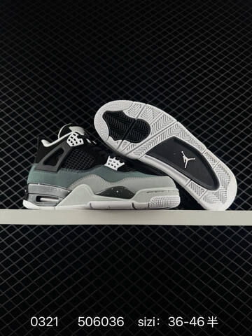 Jordan Air Jordan 4 Retro Black Grey Green White EU 36-46 Basketball Shoe - Unisex (BS-79636)