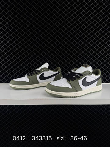 Jordan Air Jordan 1 Low 553558 166 White Olive Green Black Sail EU 36-46 Sneaker - Unisex (BS-79500)