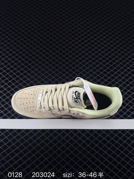 Nike Air Force 1 07 beige cream with black sole and black outlined Swoosh EU 36-46 5 lifestyle