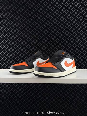 Jordan Air Jordan 1 Low Shattered Backboard Black White Orange Sail EU 36-46 Basketball Shoe - Unisex (BS-81102)