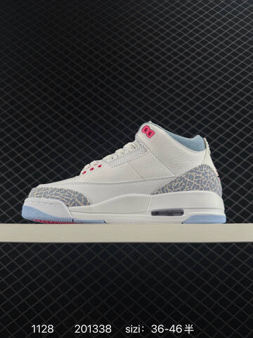 Jordan Air Jordan 3 Retro White And Cobalt Bliss White Light Blue Pink EU 36-46 Basketball Shoe - Unisex (BS-80165)