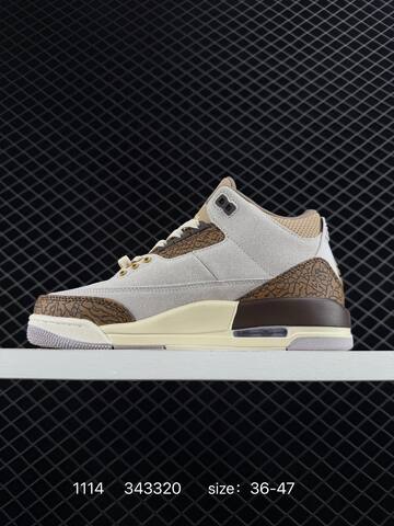 Jordan Air Jordan 3 Retro Light Grey Beige Brown Cream Gold EU 36-47 Basketball Shoe - Unisex (BS-80285)