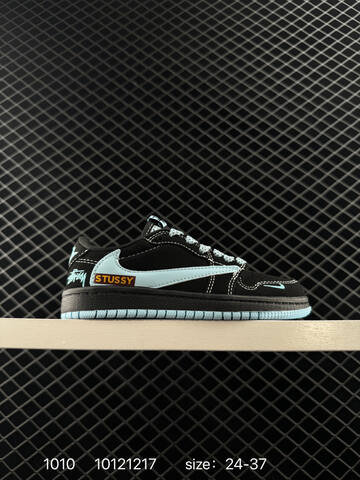 Jordan Air Jordan 1 Low Travis Scott Fragment Custom Dark Green Off White Dark Grey Cream 24-37 Skate Shoe - Women's (BS-80548)