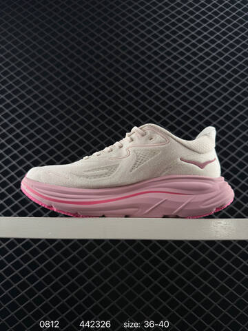 HOKA ONE ONE Clifton 10 White Light Pink Hot Pink EU 36-40 Running Shoe Running Sneakers - Unisex (BS-86493)