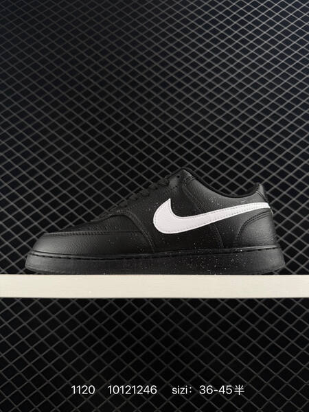 Nike Court Vision Low black with white speckle and white swoosh 36-45 casual lifestyle