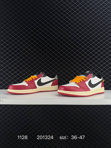 Jordan Air Jordan 1 Low Red White Black Yellow Cream EU 36-47 Sneaker - Unisex (BS-80164)
