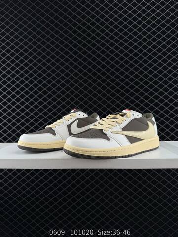 Jordan Travis Scott x Air Jordan 1 Low Reverse Mocha White Brown Cream Red EU 36-46 Sneaker - Unisex (BS-81232)