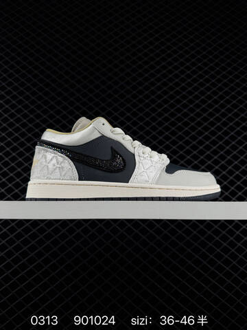 Jordan Air Jordan 1 Low Black White Beige Silver EU 36-46 Sneaker - Unisex (BS-79669)
