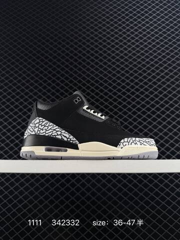 Jordan Air Jordan 3 Retro Black White Sail Grey EU 36-47 Basketball Shoe - Unisex (BS-80301)