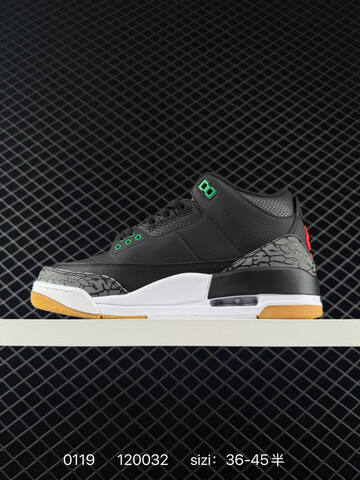 Jordan Air Jordan 3 Retro Black Grey White Green Gum EU 36-45 Basketball Shoe - Unisex (BS-79803)