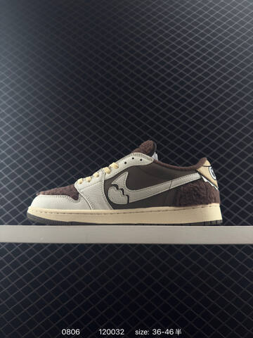 Jordan Air Jordan 1 Low OG Fragment Design x Travis Scott Brown Beige White Dark Brown EU 36-46 Sneaker - Unisex (BS-80962)
