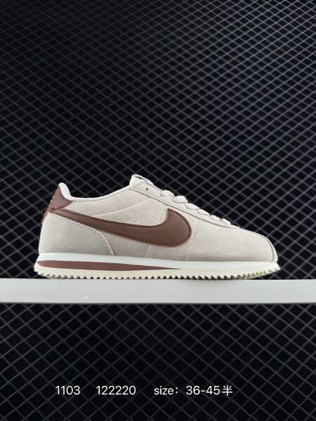 Nike Classic Cortez beige taupe with brown swoosh and white sole EU 36-45 lifestyle