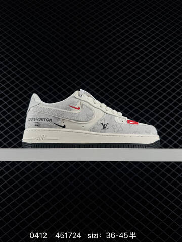 Nike Air Force 1 Low Louis Vuitton Off White Light Grey Black Red EU 36-45 Sneaker - Unisex (BS-79503)