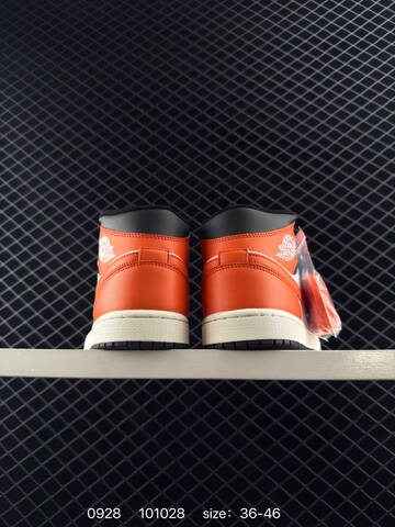 Jordan Air Jordan 1 Mid Black White Orange Sail EU 36-46 Basketball Shoe - Unisex (BS-80606)