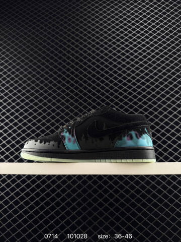 Jordan Air Jordan 1 Low Black Cyan Purple Glow Green EU 36-46 Sneaker - Unisex (BS-81068)