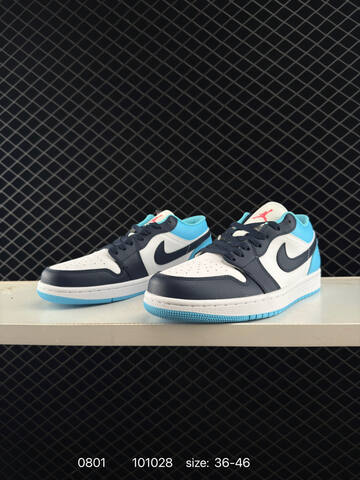 Jordan Air Jordan 1 Low White Dark Navy Bright Blue Red EU 36-46 Sneaker - Unisex (BS-80984)