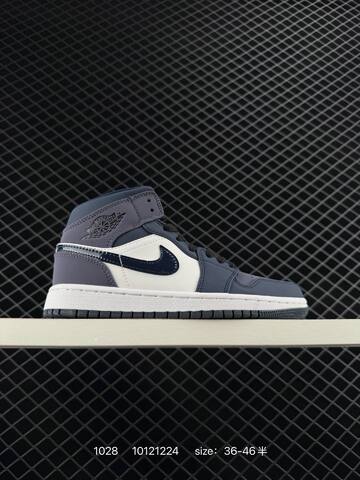 Jordan Air Jordan 1 Retro Mid 852542-010 Grey White Navy Blue EU 36-46 Sneaker - Unisex (BS-80407)