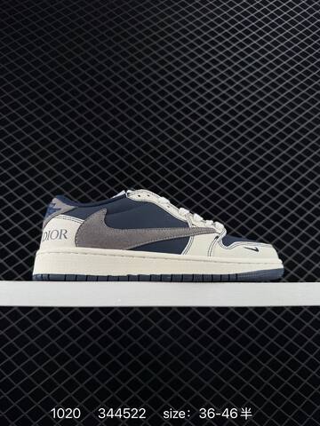 Jordan Air Jordan 1 Low Travis Scott DIY Custom Off White Grey EU 36-46 Sneaker - Unisex (BS-80474)