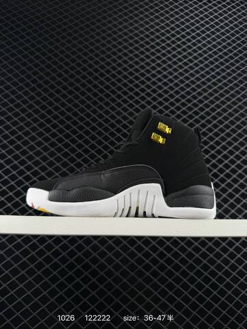 Jordan Air Jordan 12 Retro Flu Game Black White Red Yellow EU 36-47 Basketball Shoe - Unisex (BS-80433)