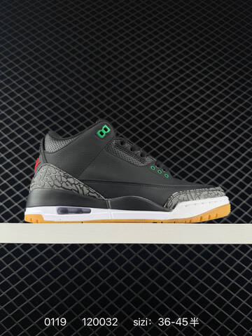 Jordan Air Jordan 3 Retro Black Grey White Green Gum EU 36-45 Basketball Shoe - Unisex (BS-79803)