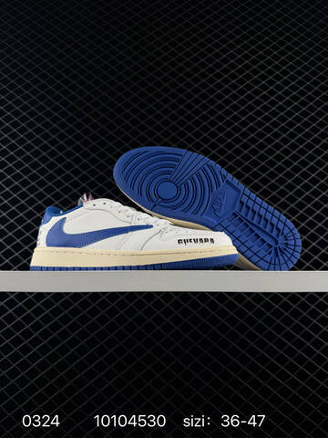 Jordan Air Jordan 1 Low OG Travis Scott Fragment Custom White Blue Cream Black EU 36-47 Sneaker - Unisex (BS-79613)