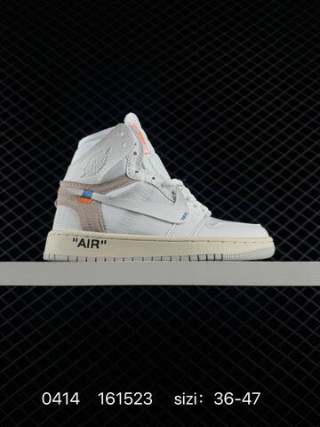 Jordan Off White x Air Jordan 1 Retro High OG White White Cream Beige Blue Orange EU 36-47 Sneaker - Unisex (BS-79479)