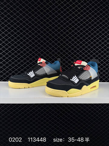 Jordan Air Jordan 4 Retro Union Off Noir Black Blue Yellow Red White EU 35-48 Basketball Shoe - Unisex (BS-79732)