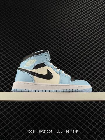Jordan Air Jordan 1 Retro Mid 852542-010 Grey White Navy Blue EU 36-46 Sneaker - Unisex (BS-80407)