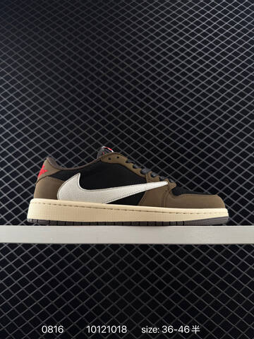 Jordan Travis Scott x Air Jordan 1 Low Reverse Mocha Dark Brown Black Sail Cream Red EU 36-46 Sneaker - Unisex (BS-80906)