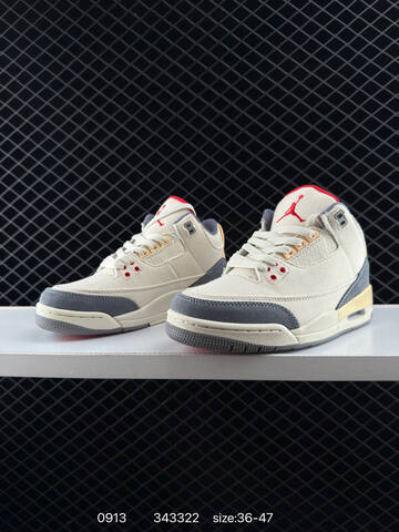 Jordan Air Jordan 3 Muslin Beige Grey Red Cream EU 36-47 Basketball Shoe - Unisex (BS-80721)