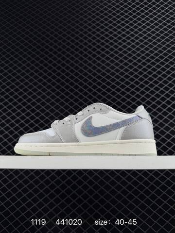 Jordan Air Jordan 1 Low CNY HF3144-100 White Light Grey Sail Iridescent EU 40-45 Sneaker - Men's (BS-80237)