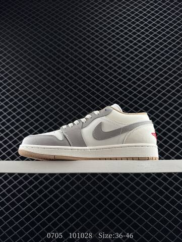 Jordan Air Jordan 1 Low White Grey Beige Red EU 36-46 Sneaker - Unisex (BS-81099)