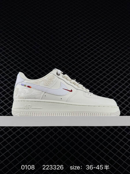 Nike Air Force 1 07 Low white cream with red accents EU 36-45 lifestyle