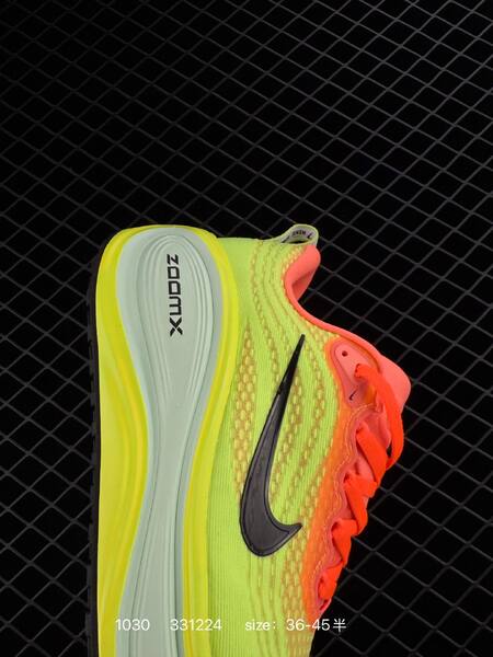 Nike Air Zoom Vomero Plus neon yellow volt with coral orange accents and black swoosh 36-45 5 running lifestyle