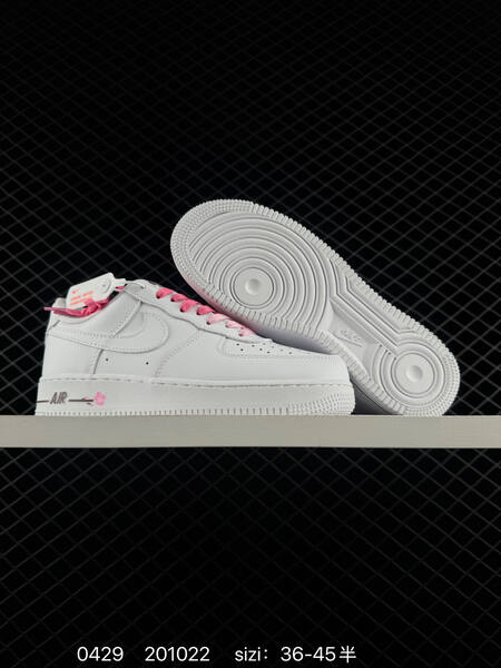Nike Air Force 1 '07 white with pink/red accents 36-45.5 lifestyle