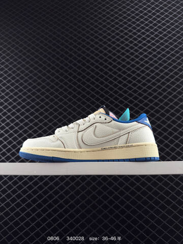 Jordan Air Jordan 1 Low OG Fragment Design x Travis Scott Sail Blue Cream White EU 36-46 Sneaker - Unisex (BS-80964)