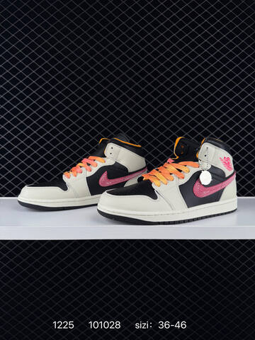 Jordan Air Jordan 1 Mid Sail Black Pink Orange EU 36-46 Basketball Shoe - Unisex (BS-79991)