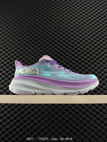 HOKA ONE ONE Clifton 9 Light Blue White Orange Green EU 36-46 Running Shoe Running Sneakers - Unisex (BS-86497)