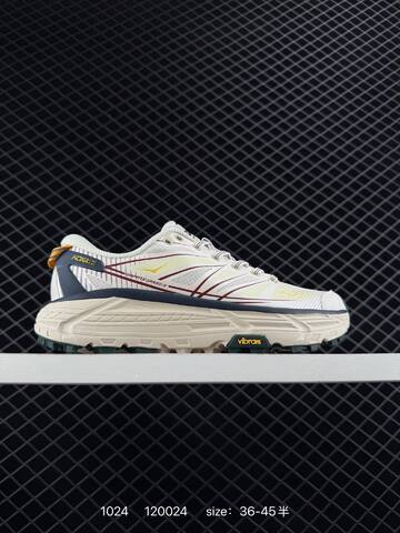 HOKA ONE ONE Mafate Speed 2 Off White Pale Yellow Dark Green Maroon EU 36-45 Trail Shoe Trail Running Sneakers - Unisex (BS-86411)