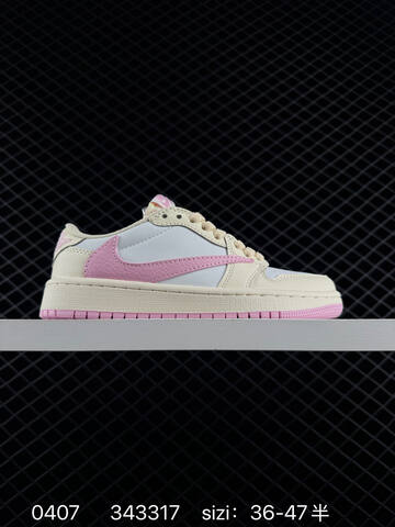 Jordan Travis Scott x Air Jordan 1 Low OG Cream White Light Pink Pale Green EU 36-47 Sneaker - Unisex (BS-79536)