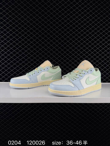 Jordan Air Jordan 1 Low White Light Blue Light Green Cream EU 36-46 Sneaker - Unisex (BS-79718)