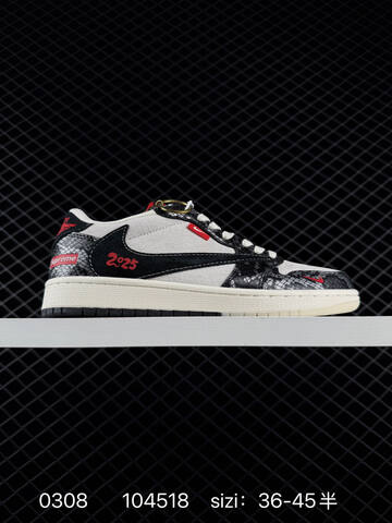 Jordan Air Jordan 1 Low Travis Scott Stussy Supreme Custom Sail Navy Grey Black Red EU 36-45 Sneaker - Unisex (BS-79690)