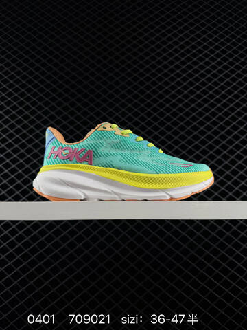 HOKA Clifton 9 Off White Light Blue Neon Yellow EU 36-47 Running Shoe Running Sneakers - Unisex (BS-86270)